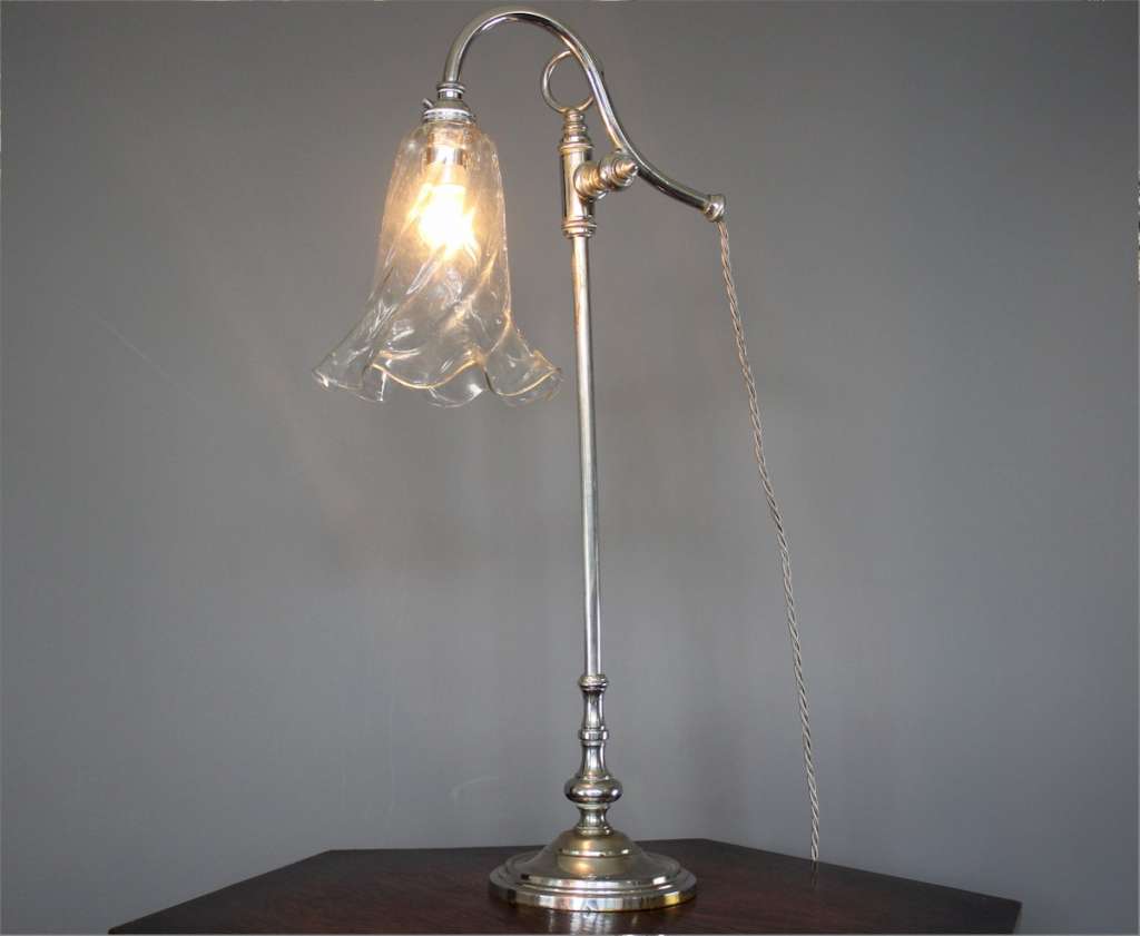 Elegant Edwardian adjustable table lamp with clear glass shade SOLD Art Furniture