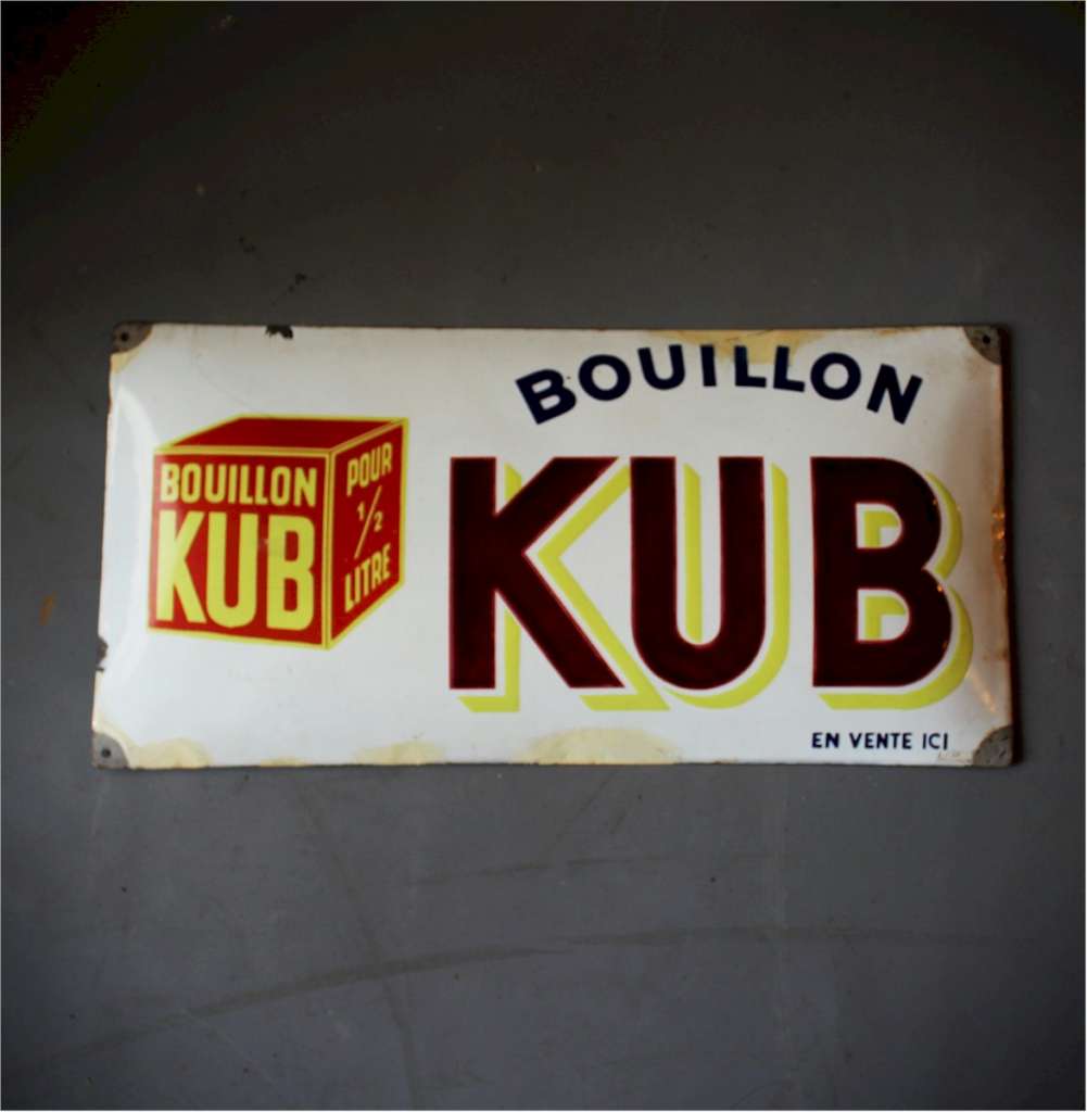 Bouilon Kub French enamelled advertising sign