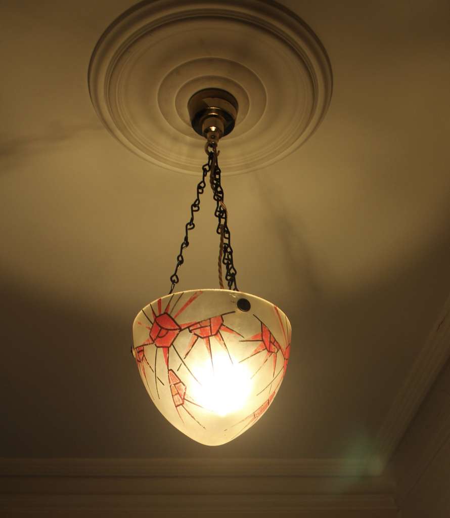  Art Deco pâte-de-verre lamp shade signed Lemiere