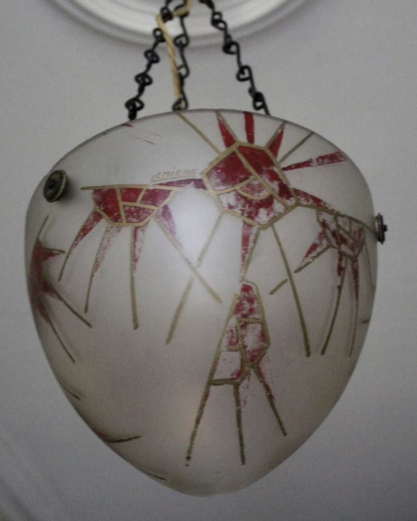  Art Deco pâte-de-verre lamp shade signed Lemiere