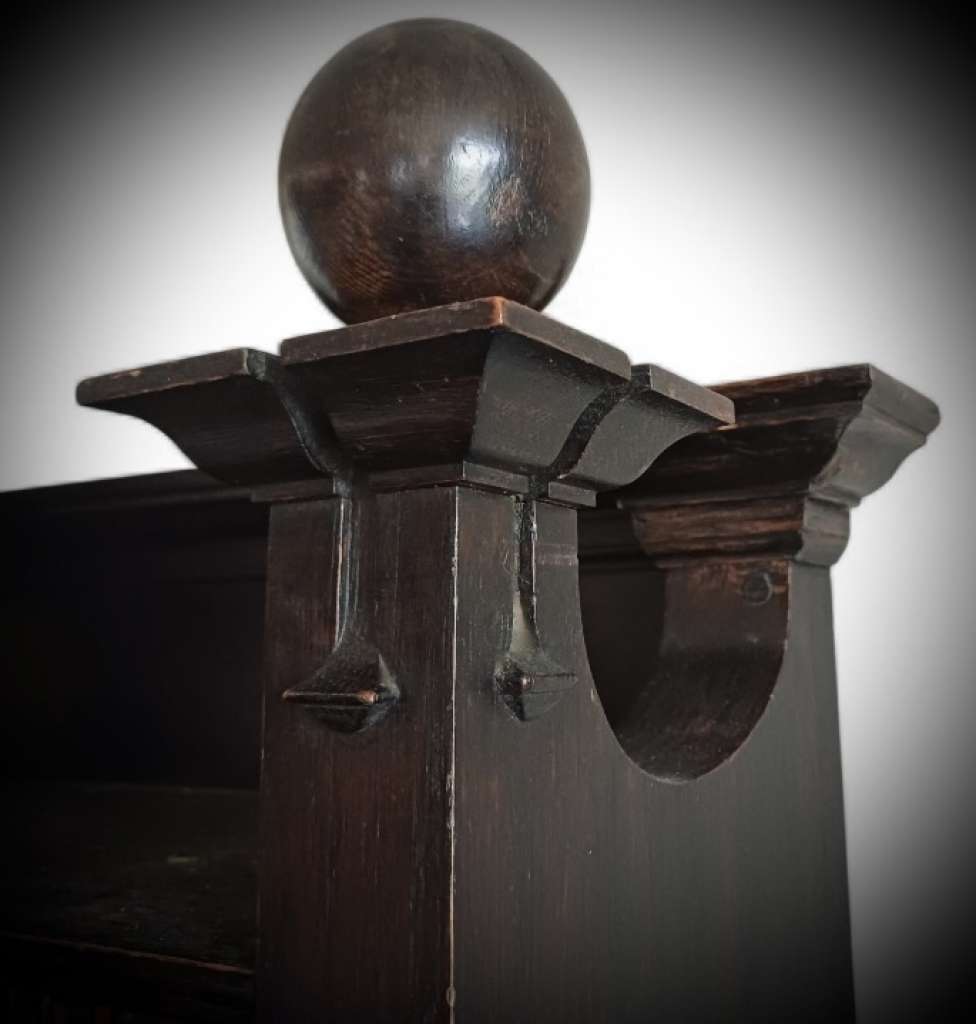 Arts and crafts bookcase in dark stained oak