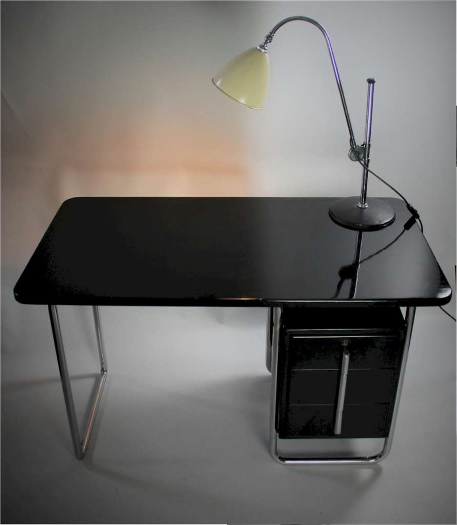 Bauhaus Modernist tubular steel chrome desk by PEL