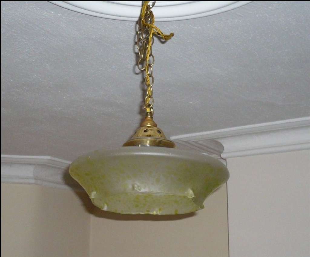 Ceiling light in mottled green glass