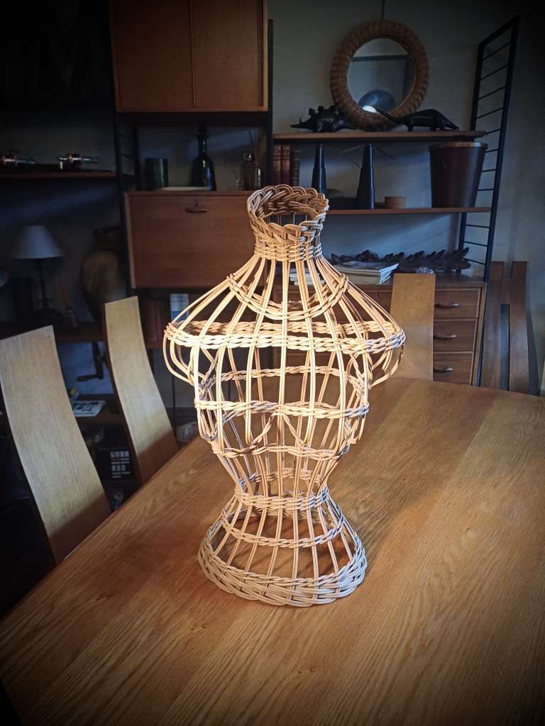 Vintage Wicker Mannequin Bust shop display stand