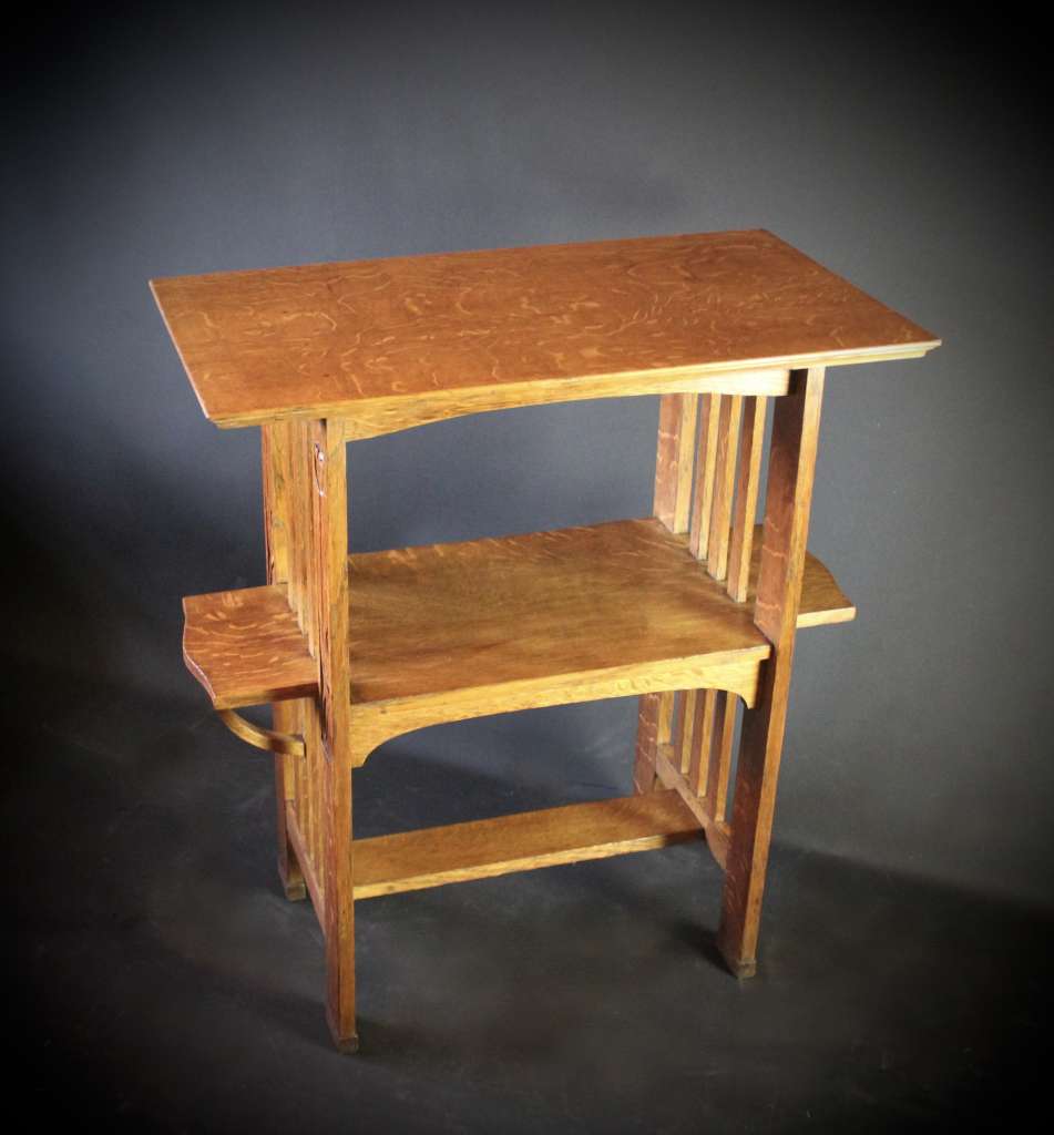 Arts and Crafts oak tea table by Leonard Wyburd