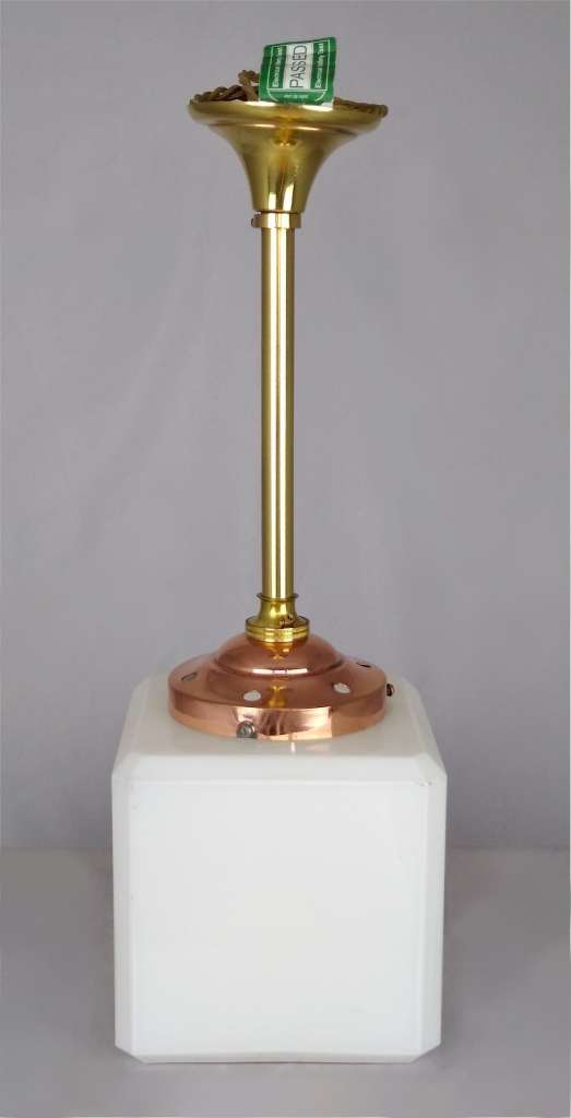 1930's ceiling light with square milk shade