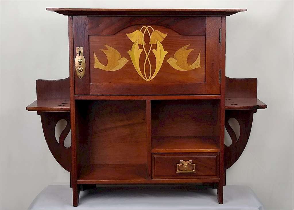 Shapland & Petter inlaid cabinet in mahogany