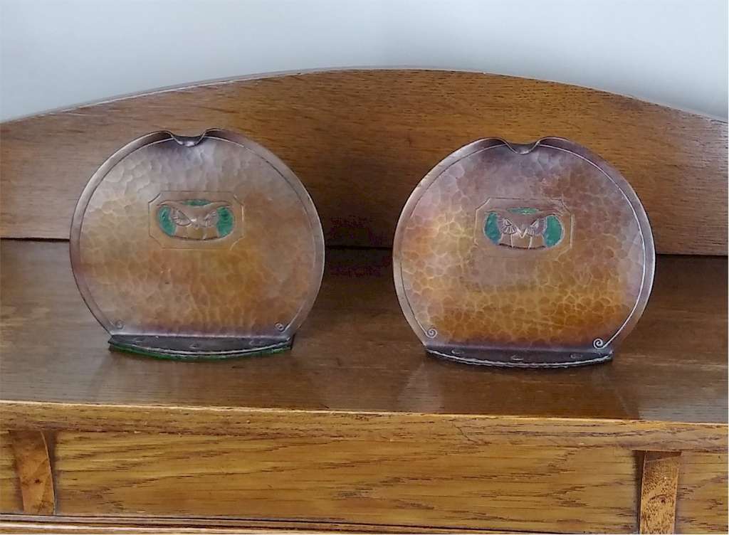 American arts and crafts owl bookends by Roycroft