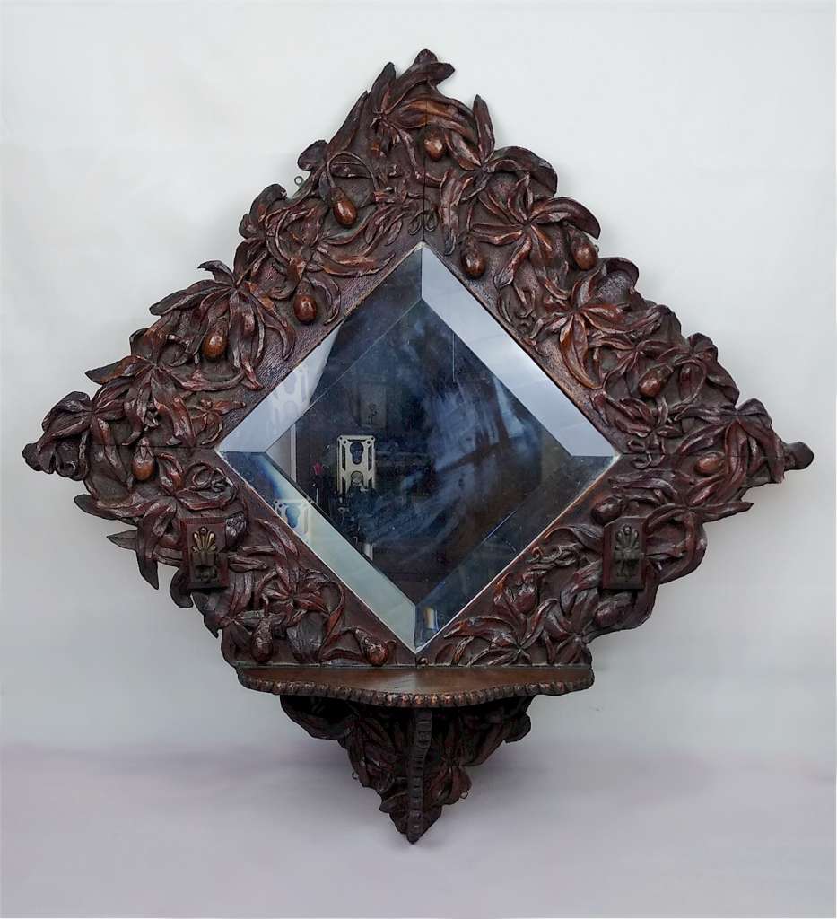 Magnificant Victorian carved oak mirror