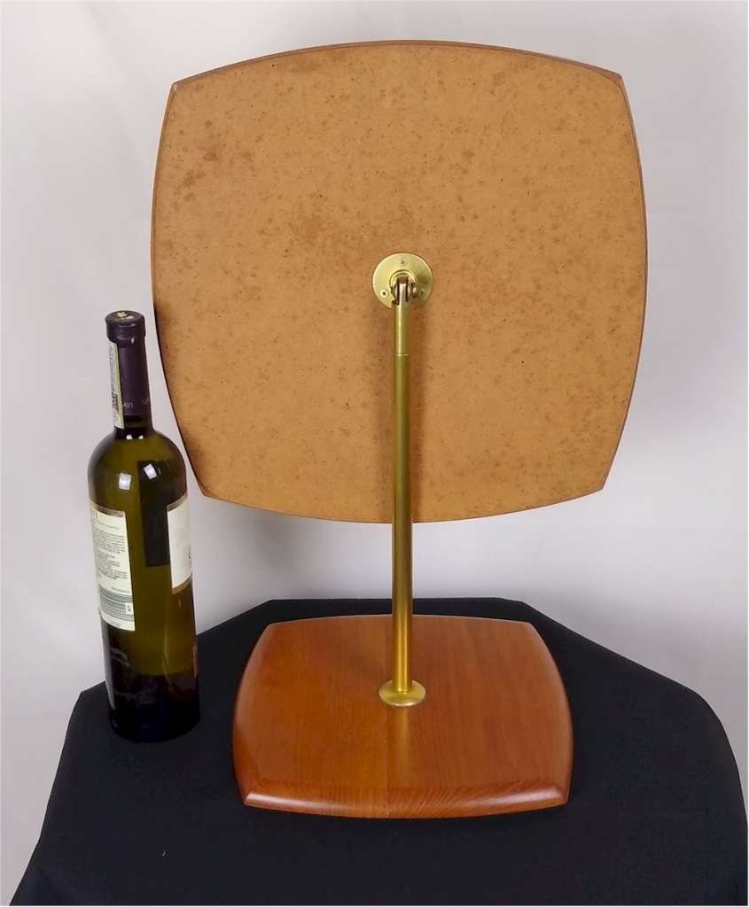 Mid Century Modern vanity mirror , teak & brass