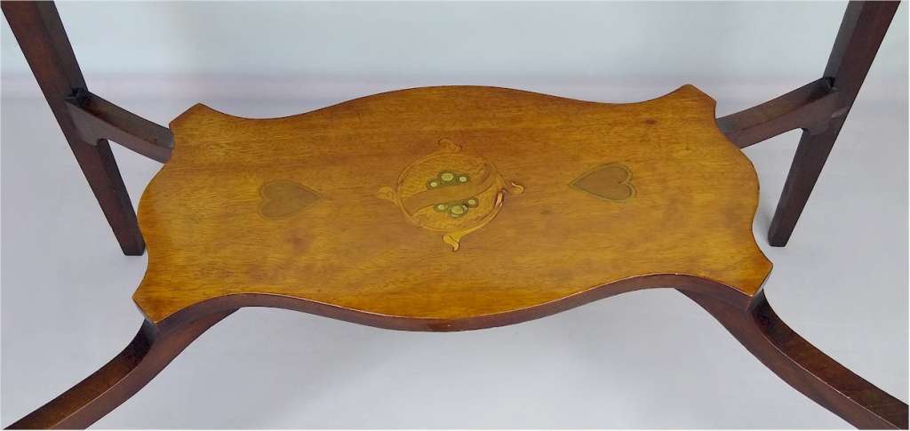 Art nouveau table inlaid with pewter and boxwood