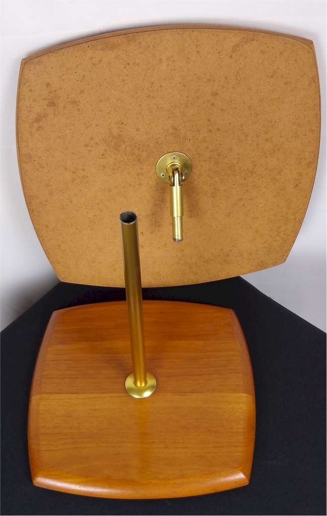 Mid Century Modern vanity mirror , teak & brass