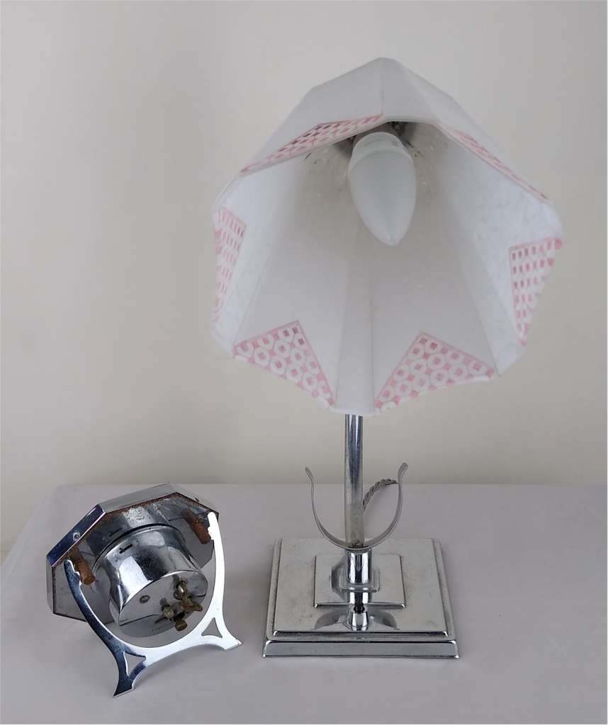 Art Deco bedside lamp with integral alarm clock Art Furniture