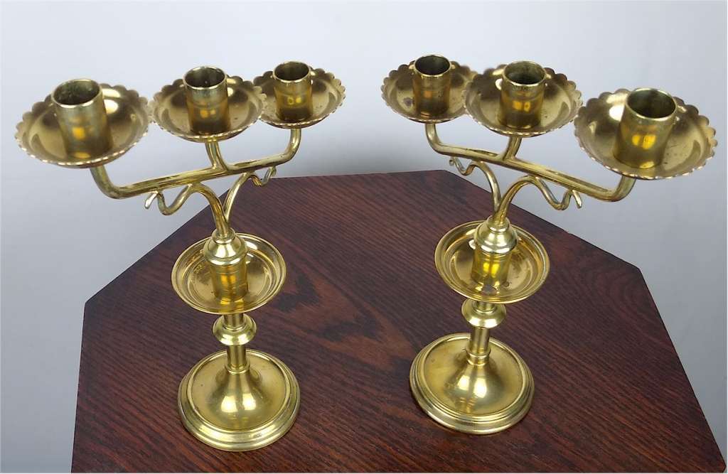 Very near pair of Victorian brass candlesticks