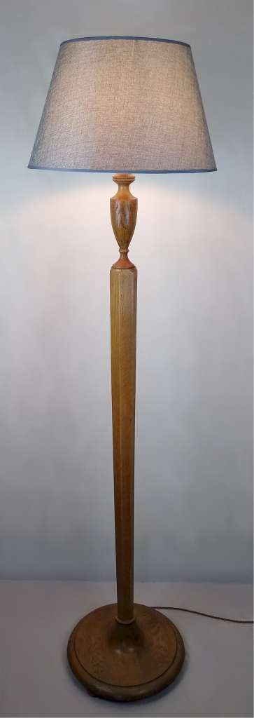 Heals standard lamp in weathered oak