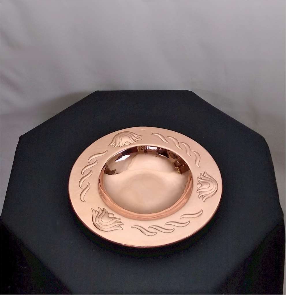 Newlyn fruit bowl in repoussee hammered copper