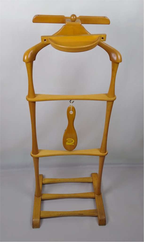 Mid Century valet stand in honey beech