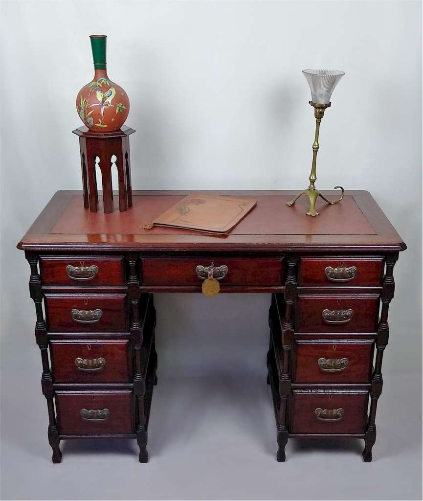 Very unusual Aesthetic Movement skeleton desk in mahogany