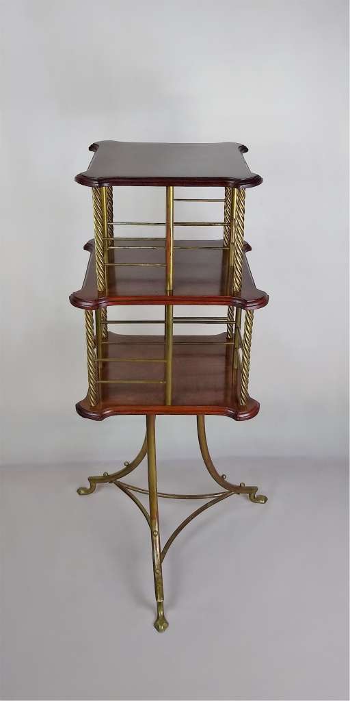 Victorian revolving bookcase in brass and mahogany