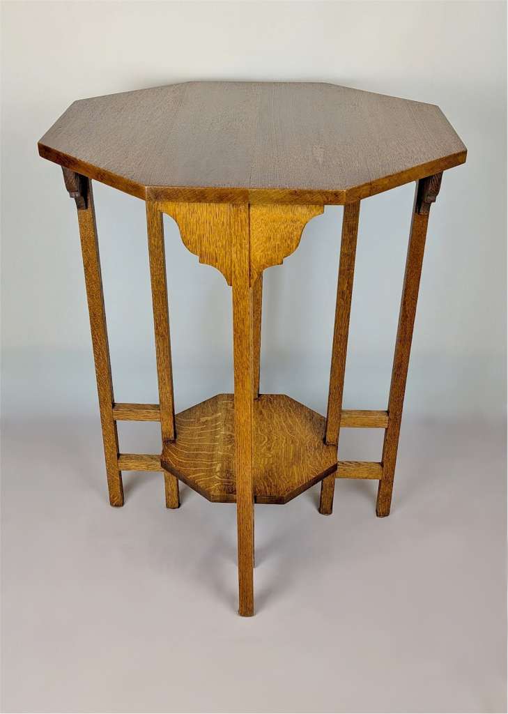  8 leg arts and crafts side table golden oak