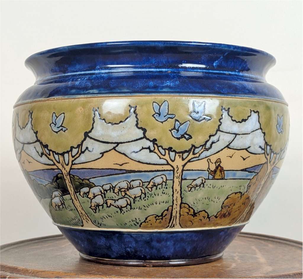 Royal Doulton jardinaire shepherd and sheep