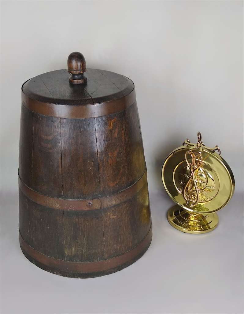 Substantial arts and crafts log bin in oak