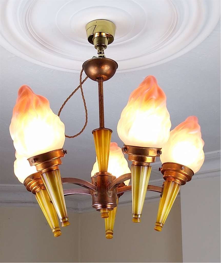 Good Art Deco 5 arm ceiling light