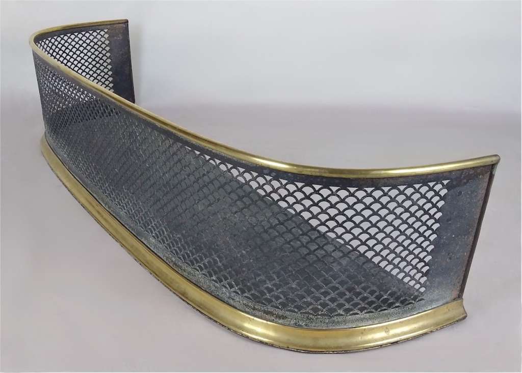1920's brass and mesh spark guard for fireplace
