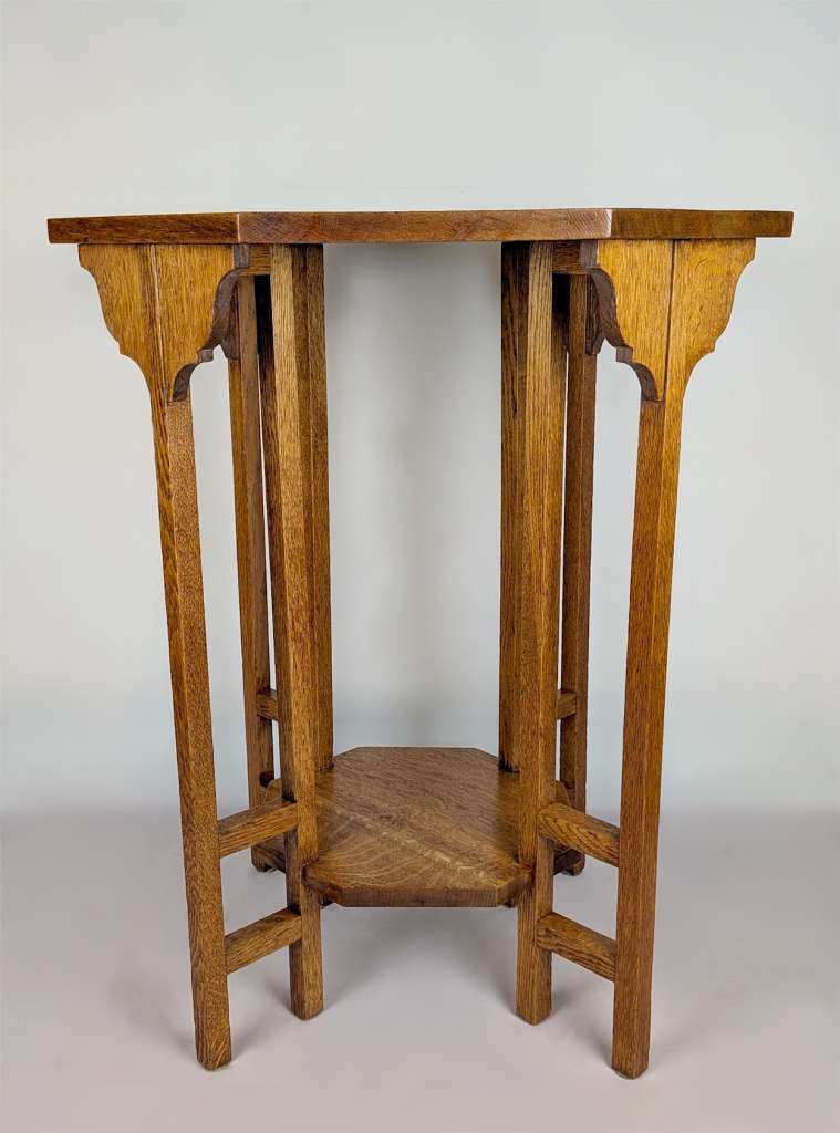 8 leg arts and crafts side table golden oak