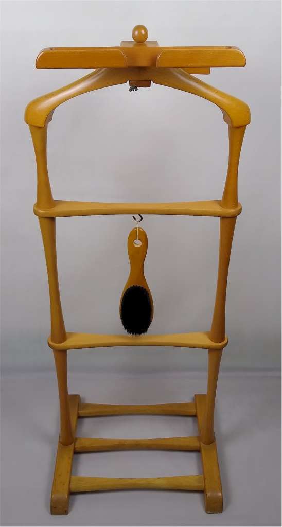 Mid Century valet stand in honey beech
