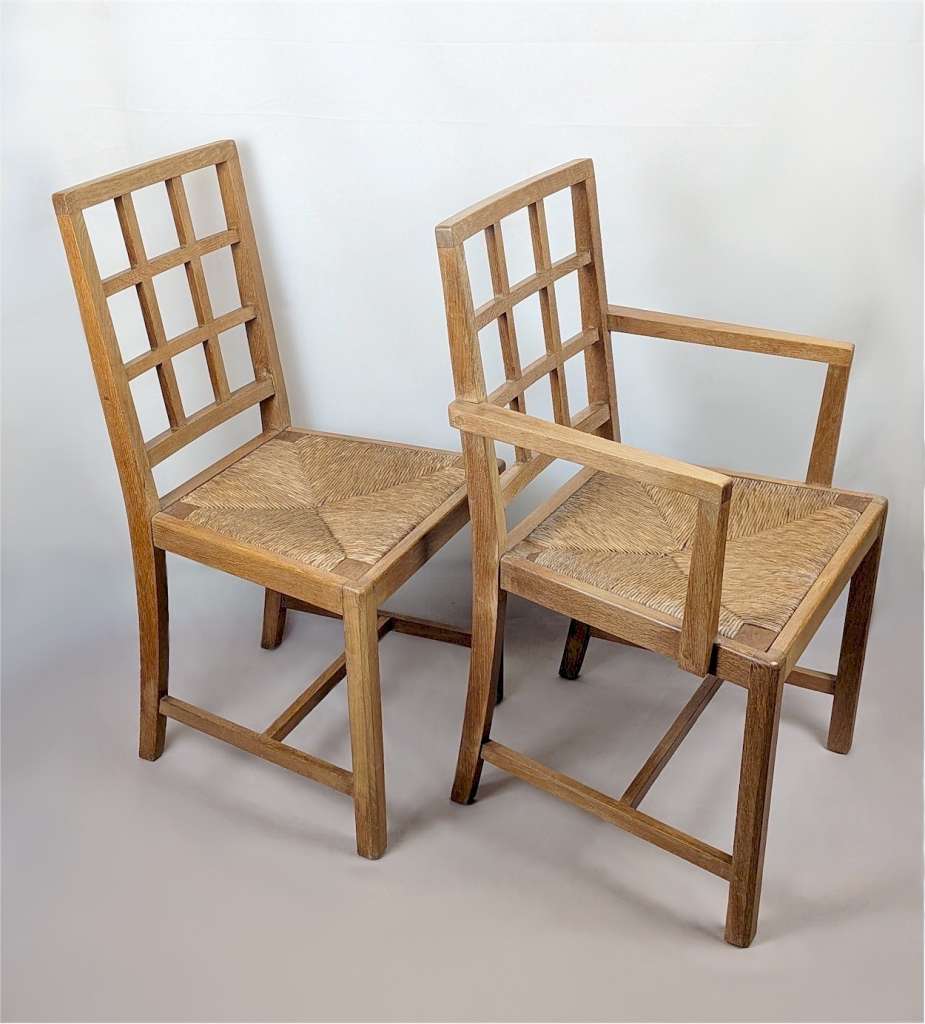 Set of 6 ( 4+2 )Heals lattice back chairs pale oak