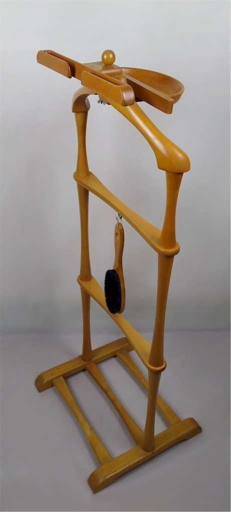 Mid Century valet stand in honey beech