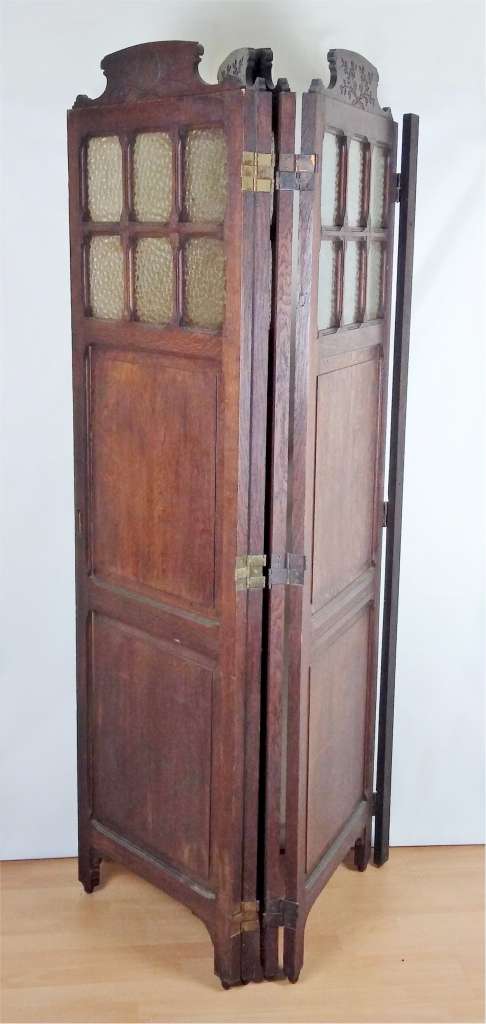 Arts and crafts 4 fold screen in oak