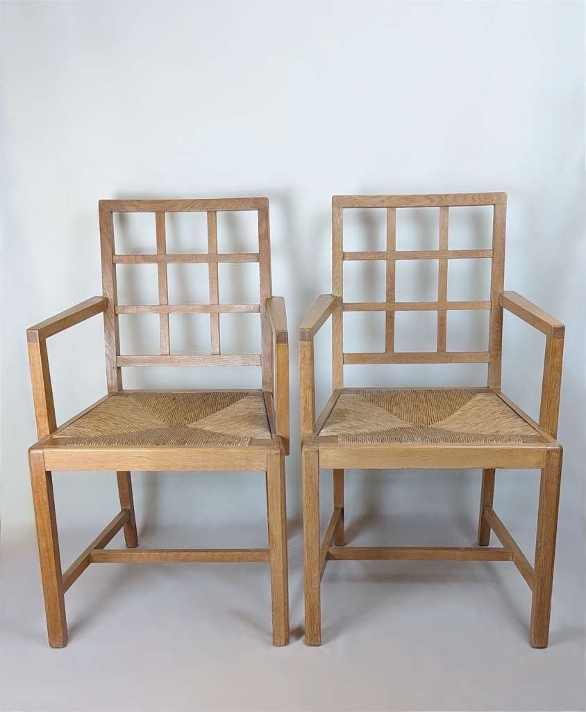 Set of 6 ( 4+2 )Heals lattice back chairs pale oak