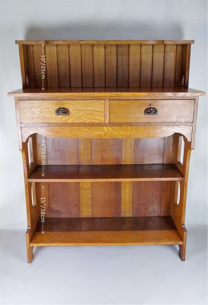 Arts and crafts server / bookcase in golden oak