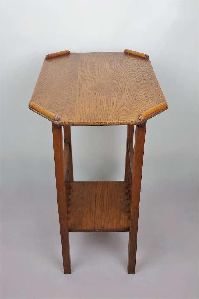 Scroll top arts and crafts occ table golden oak