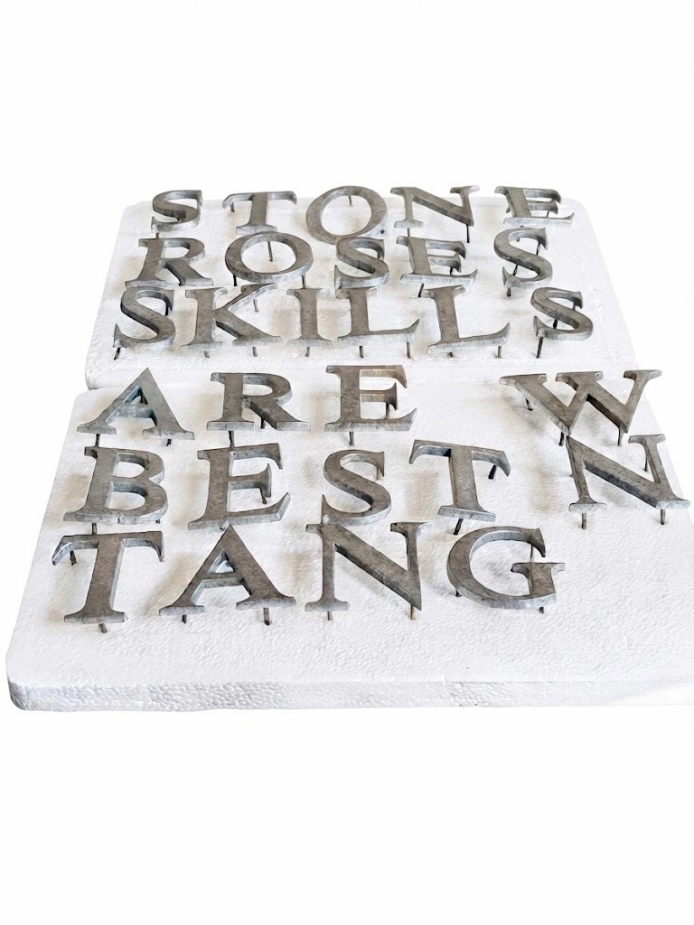 Solid aluminium letters with brass threaded fixings