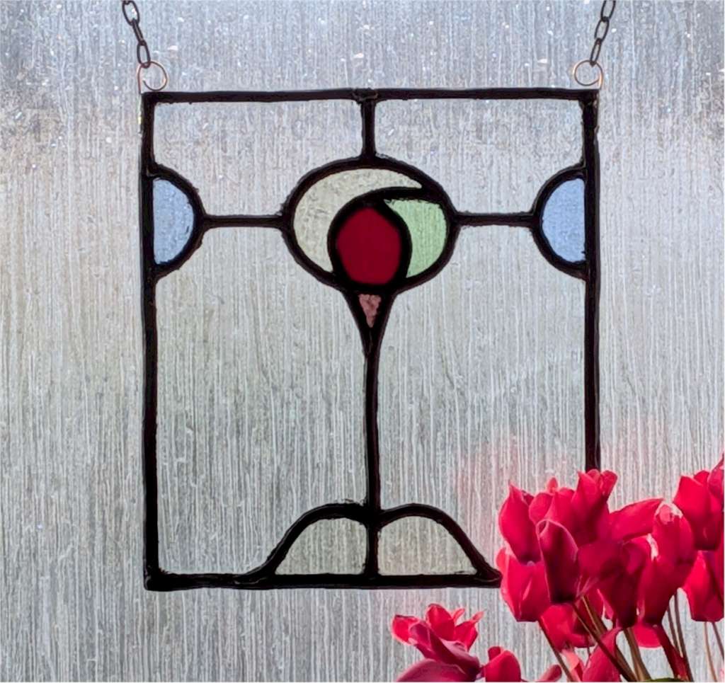 Arts and crafts period leaded glass suncatcher