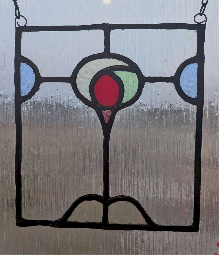 Arts and crafts period leaded glass suncatcher