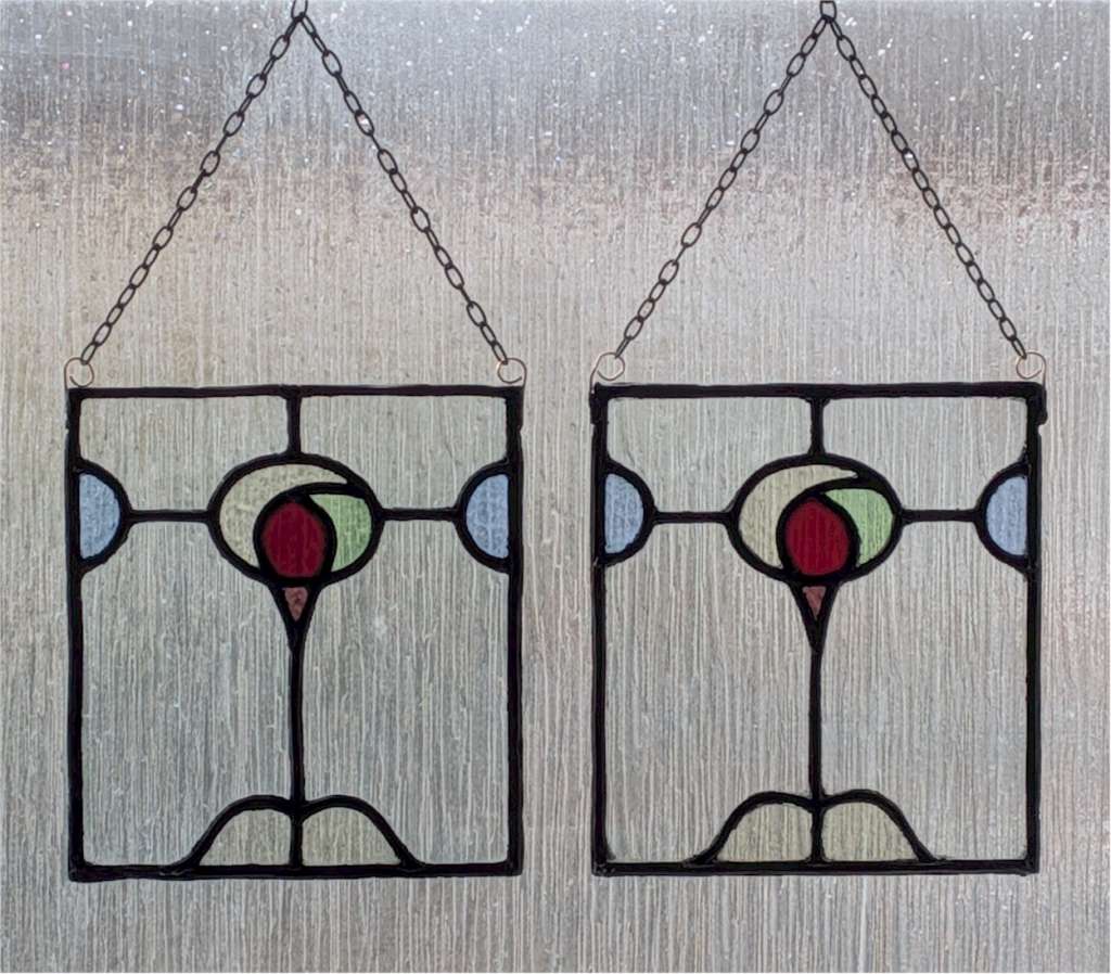 Arts and crafts period leaded glass suncatcher