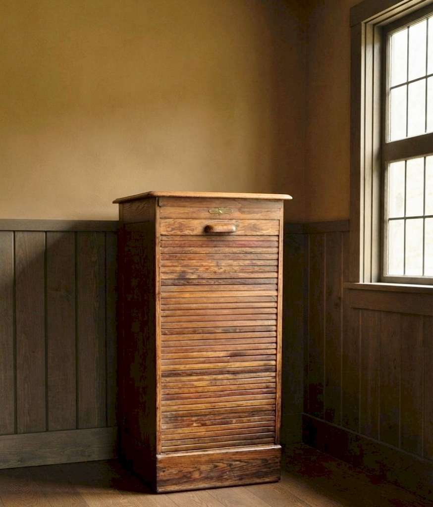 9 drawer oak tambour front filing cabinet