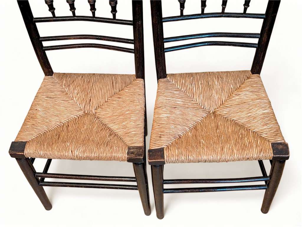 Pair William Morris Sussex chairs ebonised ash