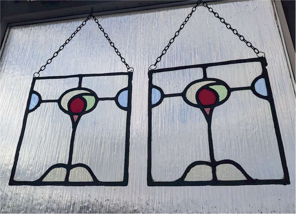 Arts and crafts period leaded glass suncatcher