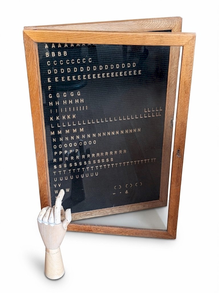  Oak notice board with moveable metal letters