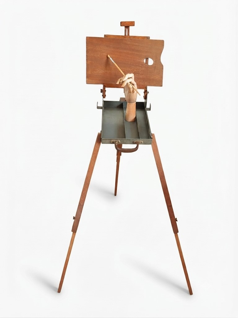 Travelling artists easel and paint/brushes box