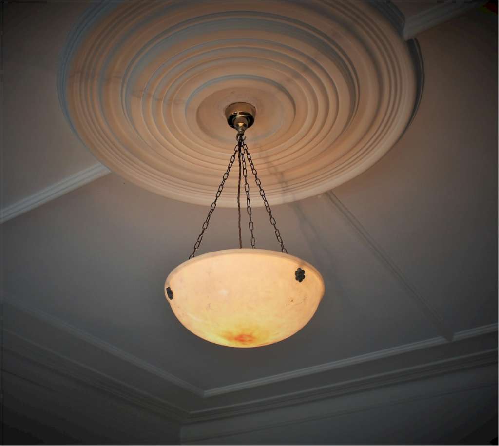 Alabaster hanging bowl light fitting SOLD Art Furniture