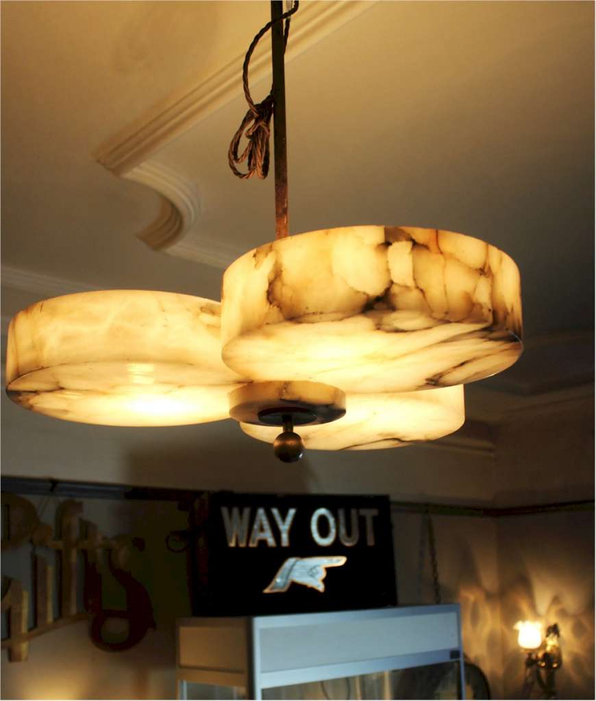 Art Deco alabaster ceiling shade