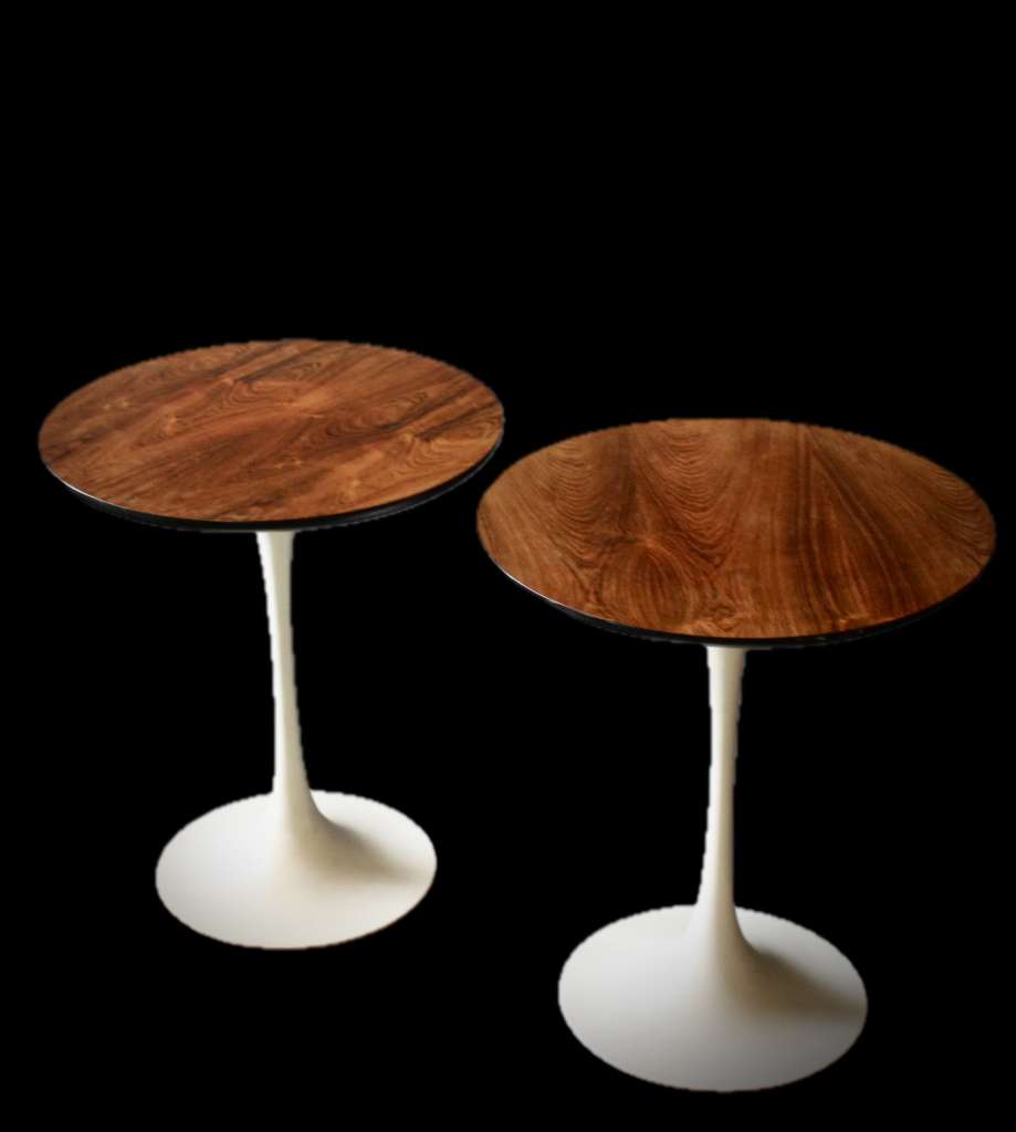 : Pair of Arkana tulip based rosewood side tables