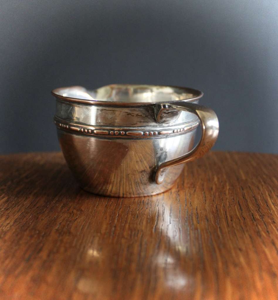 W.A.S Benson silver plated on copper milk jug