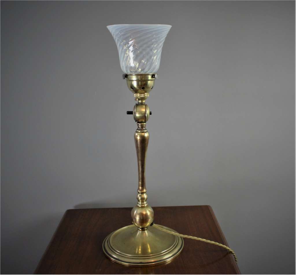 W.A.S Benson arts and crafts brass table lamp